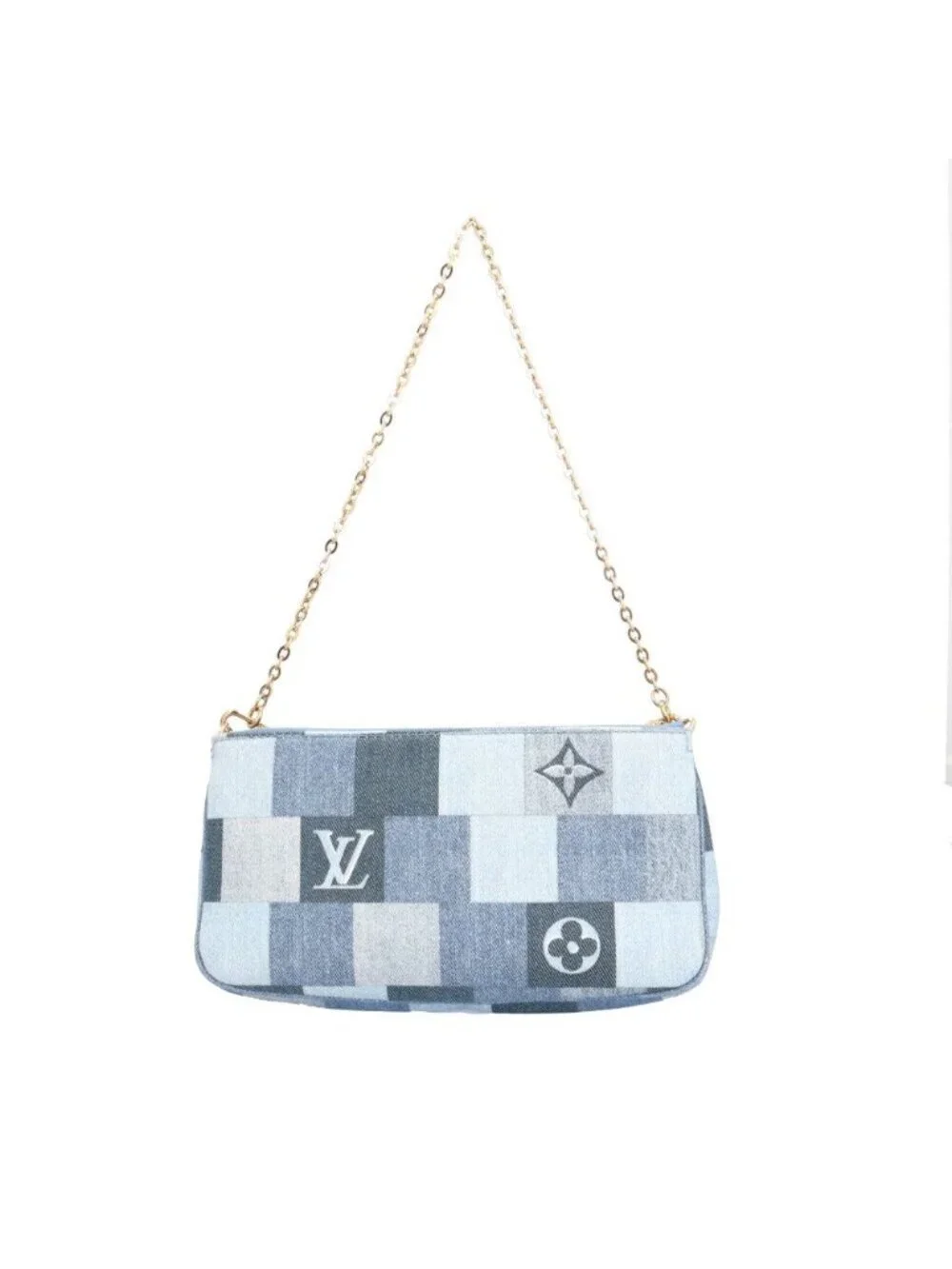Louis Vuitton Multi Pochette Accessoire Monogram Denim Shoulder Bag Blue